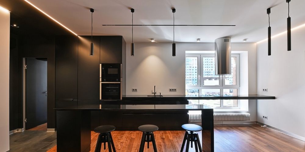 espace cuisine avec éclairage