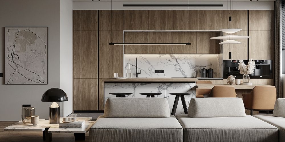 salon avec luminaire plafond dcl